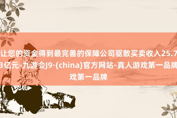 让您的资金得到最完善的保障公司驱散买卖收入25.73亿元-九游会J9·(china)官方网站-真人游戏第一品牌