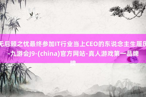 无后顾之忧最终参加IT行业当上CEO的东说念主生履历-九游会J9·(china)官方网站-真人游戏第一品牌